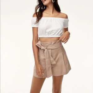 Wilfred Marne Grey Linen Blend High Waist Paperbag Shorts 0